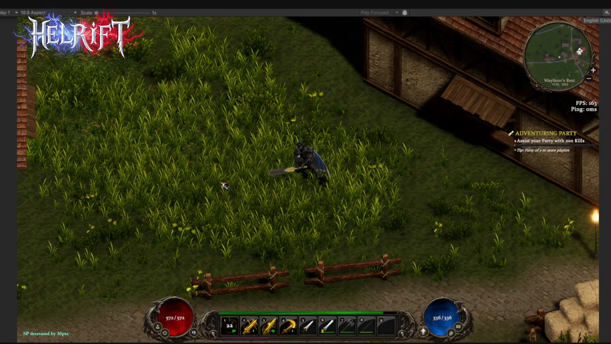 Warrior demonstrating combat grass interaction in Helrift