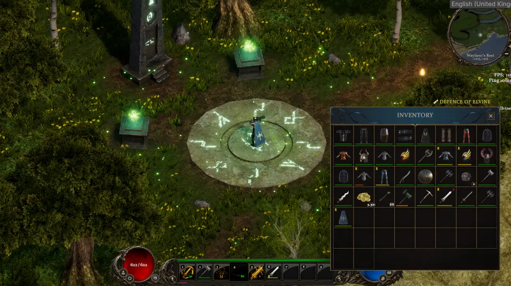Helrift's illuminated forest ritual site
